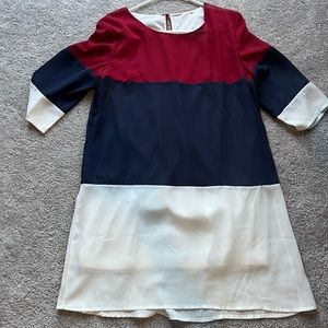 Red, white and blue stripped dress